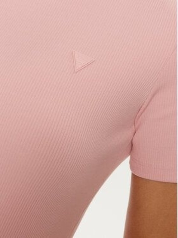 Guess Jeans Damen Rosa Geripptes T-Shirt G6J8 von Guess Jeans