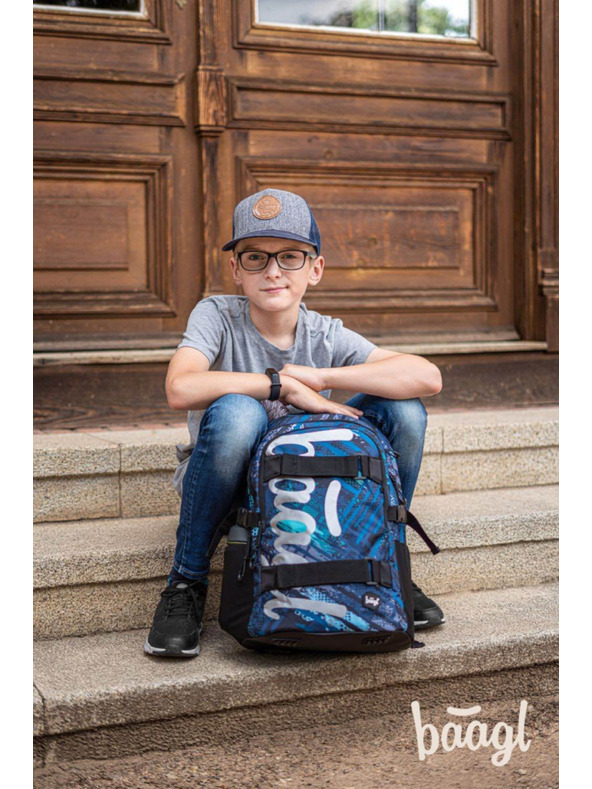 BAAGL  Blauer Schulrucksack Skate Structures Baagl