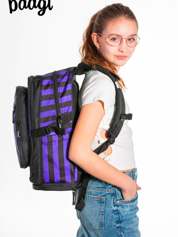 BAAGL  Schwarzes 3 SET Cubic Wednesday: Rucksack, Mäppchen und Tasche Baagl