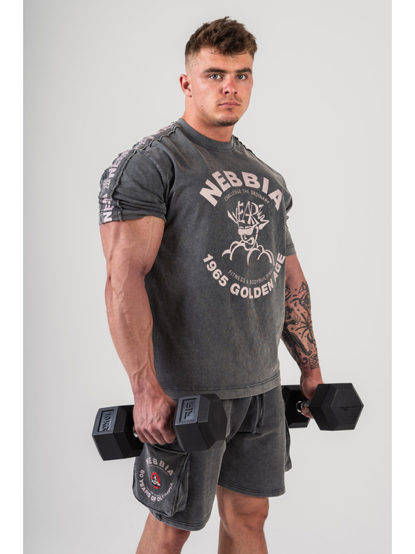 Nebbia Gewaschenes Oversized-T-Shirt GOLDEN AGE 790 M,schwarz