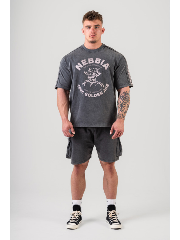 Nebbia Gewaschenes Oversized-T-Shirt GOLDEN AGE 790 M,schwarz