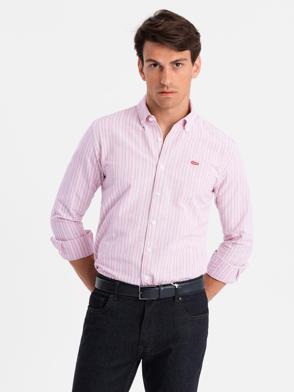 Ombre Clothing Herren-Baumwollhemd REGULAR FIT mit feinen Streifen Ombre Clothing