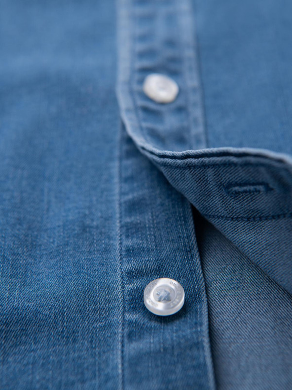 Ombre Clothing Herrenhemd aus Denim mit Lyocell und Stickerei auf der Brust - blau Ombre Clothing