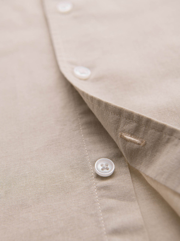 Ombre Clothing Herren Kurzarmhemd mit kubanischem Kragen Beige Ombre Kleidung