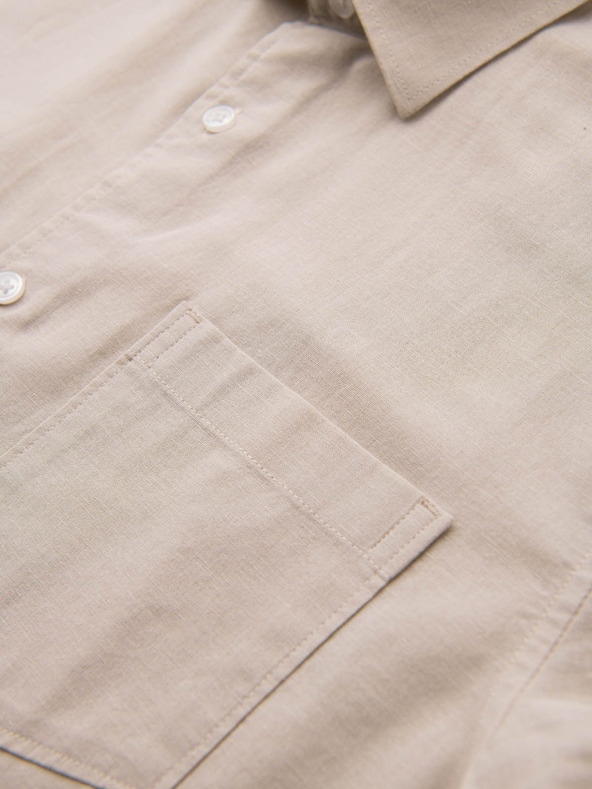 Ombre Clothing Herren Kurzarmhemd mit kubanischem Kragen Beige Ombre Kleidung