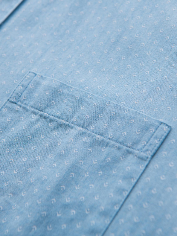 Ombre Clothing Gemustertes Herrenhemd aus feinem Denim mit Tasche - hellblau Ombre Clothing