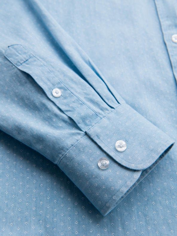 Ombre Clothing Gemustertes Herrenhemd aus feinem Denim mit Tasche - hellblau Ombre Clothing
