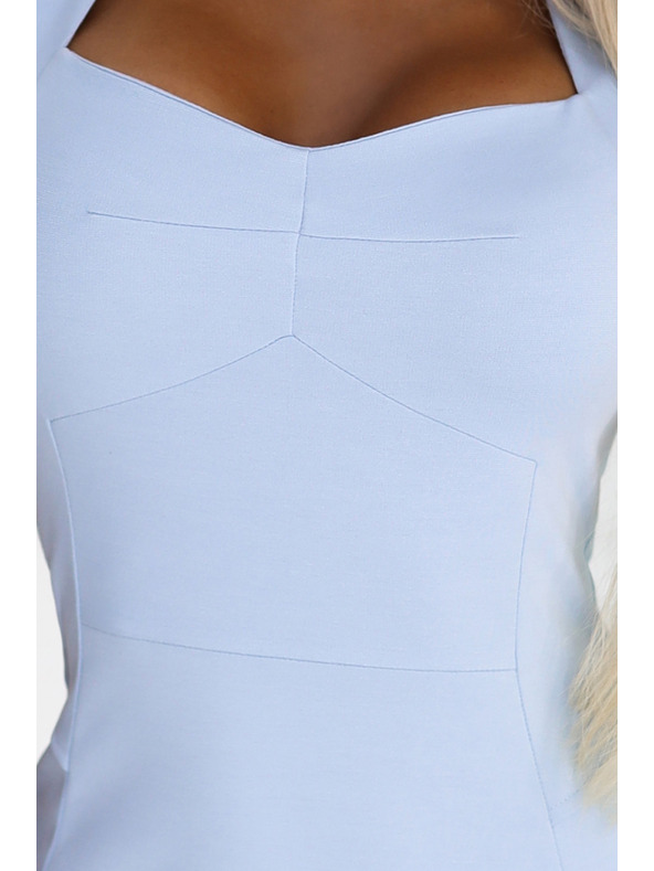 numoco 318-8 Elegantes Midi-Kleid mit schönem Ausschnitt - hellblau