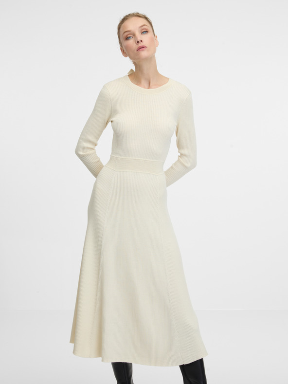Orsay Cremefarbenes Damen-Midikleid ORSAY