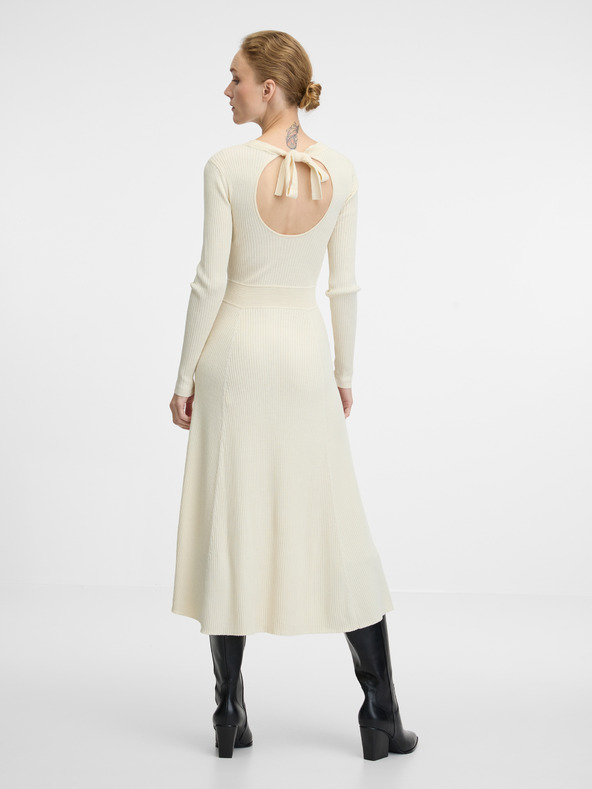 Orsay Cremefarbenes Damen-Midikleid ORSAY