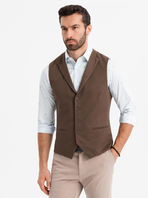 Ombre Clothing Herren strukturierte Strickweste maßgeschneidert mit Revers von Ombre Clothing