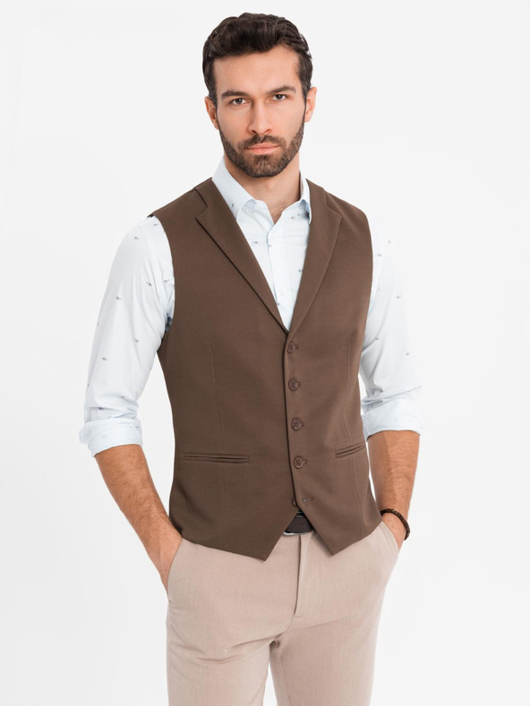 Ombre Clothing Herren strukturierte Strickweste maßgeschneidert mit Revers von Ombre Clothing