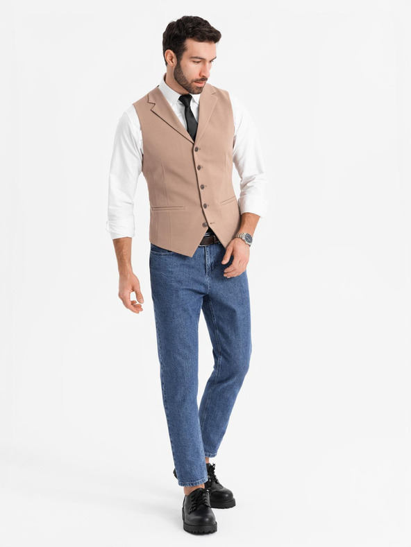 Ombre Clothing Taillierte elegante Herren Weste mit Elastan und Revers von Ombre Clothing