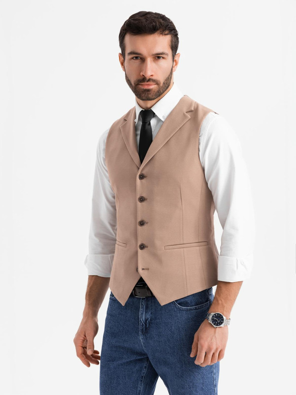 Ombre Clothing Taillierte elegante Herren Weste mit Elastan und Revers von Ombre Clothing
