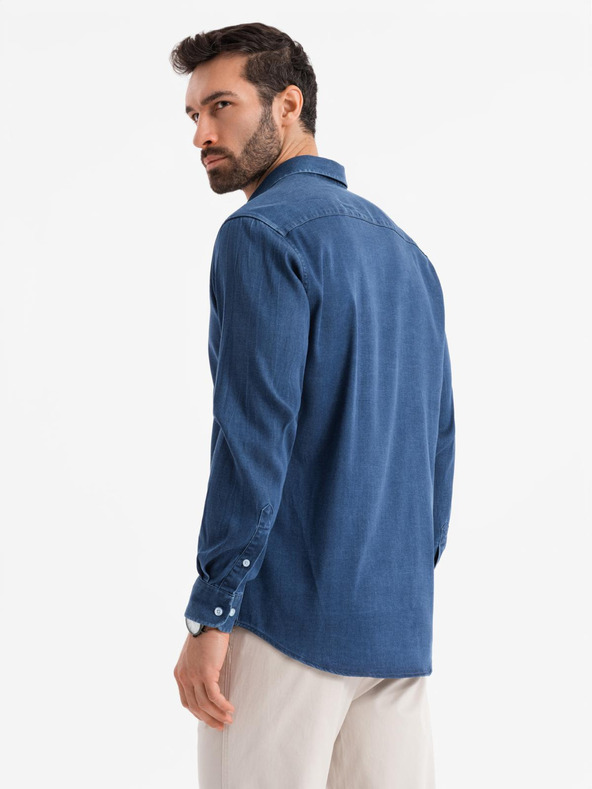 Ombre Clothing Herren Jeans-Hemd mit Lyocell und Brust-Stickerei von Ombre Clothing