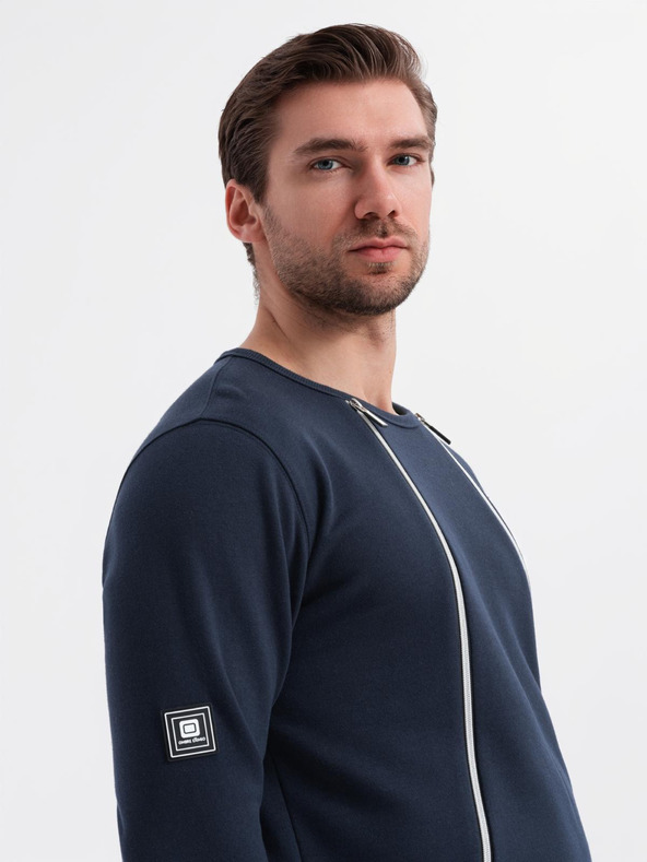 Ombre Clothing Gewaschene Herren-Sweatjacke mit dekorativer Naht am Ausschnitt Ombre Clothing