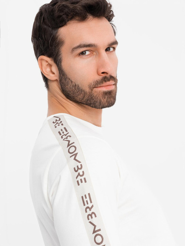 Ombre Clothing Herren-Langarm-T-Shirt aus Baumwolle mit Kante und Brust-Aufdruck Ombre Clothing
