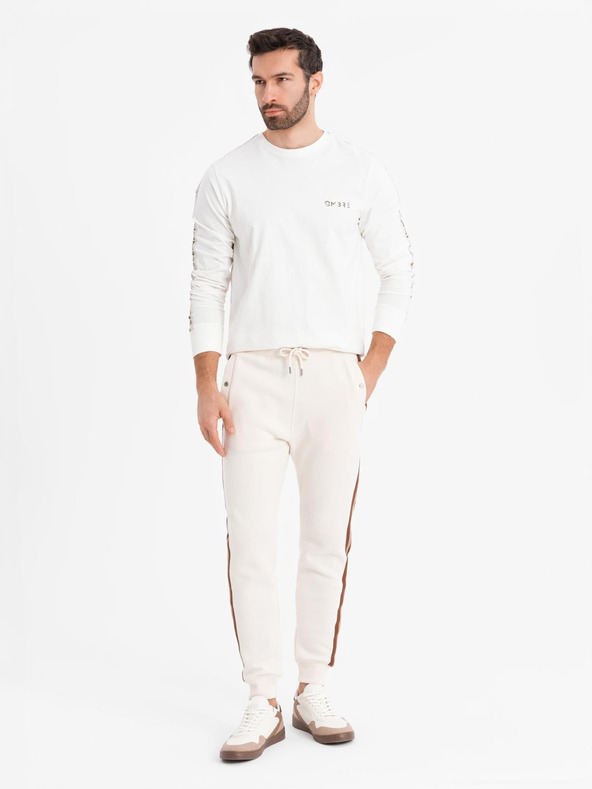 Ombre Clothing Herren-Langarm-T-Shirt aus Baumwolle mit Kante und Brust-Aufdruck Ombre Clothing