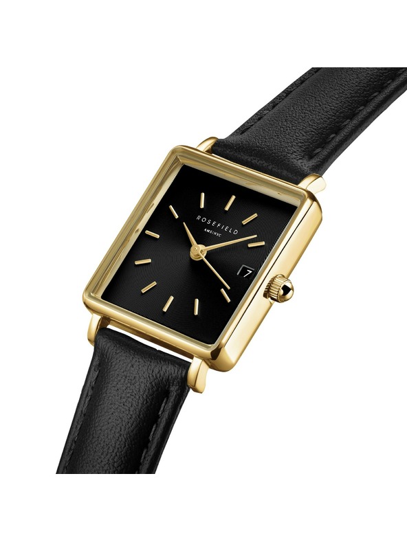 Rosefield Damen-Uhr Rosefield Boxy XS Schwarzes Leder QBBLG-Q53