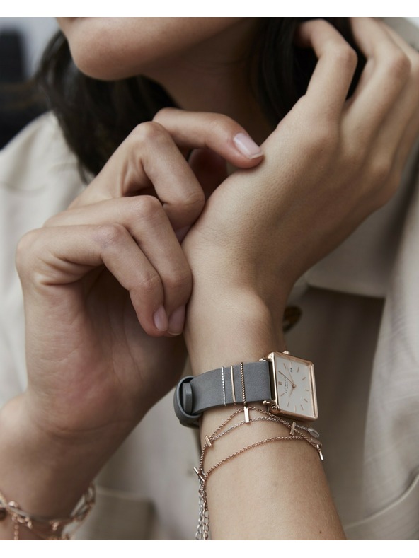 Rosefield Rosefield Uhr QWGR-Q12 The Boxy White Elephant Grau Roségold