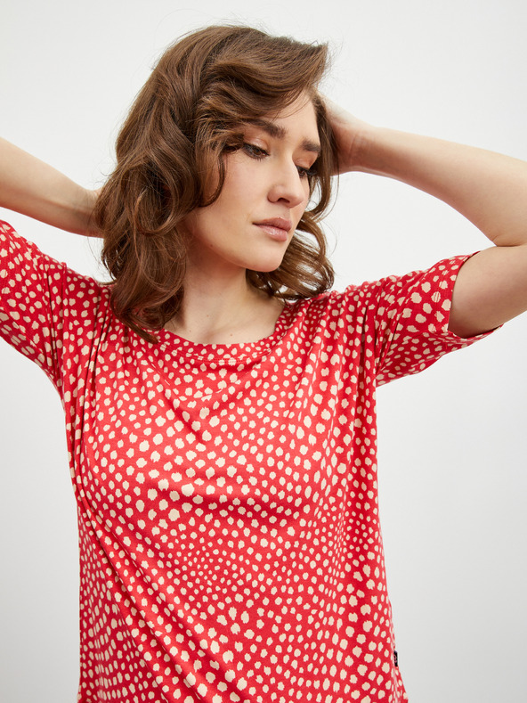 ZOOT.lab Beige und rot gemustertes Damen-T-Shirt ZOOT.lab Normandie