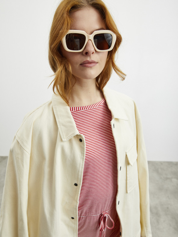 ZOOT.lab Weiß-rot gestreiftes Damenkleid mit Krawatte ZOOT.lab Demi