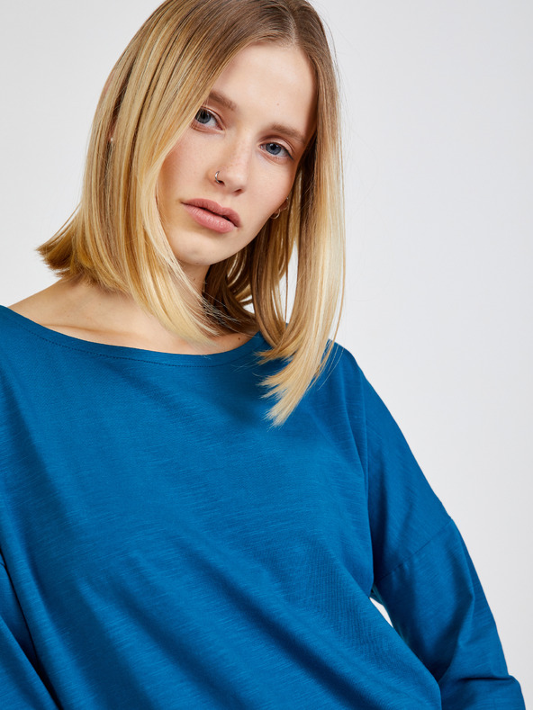 ZOOT.lab Petrolfarbenes Damen Langarm Basic T-Shirt ZOOT.lab Evana