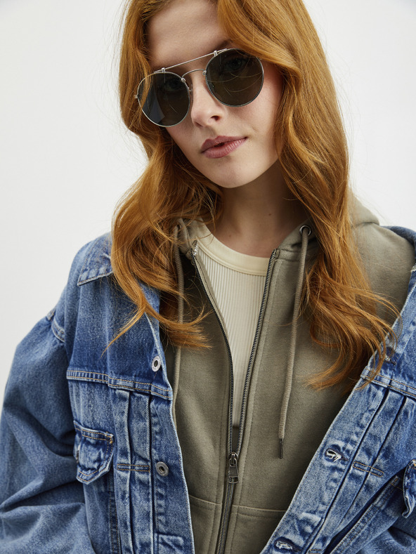 ZOOT.lab Khakifarbener Damen-Kapuzenpullover mit Reißverschluss ZOOT.lab