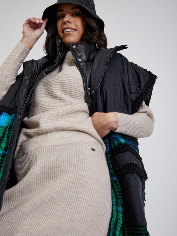 ZOOT.lab Beigefarbener, ärmelloser Strick-Midirock ZOOT.lab