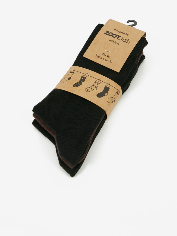 ZOOT.lab Dreierpack Herrensocken in Schwarz und Braun ZOOT.lab