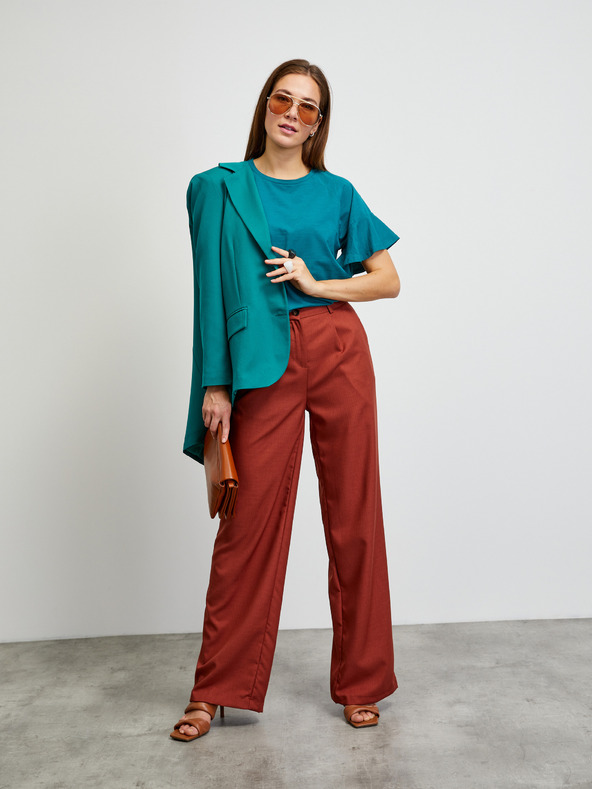 ZOOT.lab Petrolfarbenes T-Shirt mit gerüschten Ärmeln ZOOT.lab Aurelia