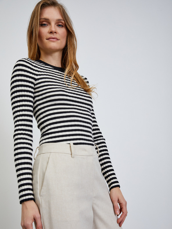 ZOOT.lab Cremefarbene gestreifte Damenhose ZOOT.lab Deliza