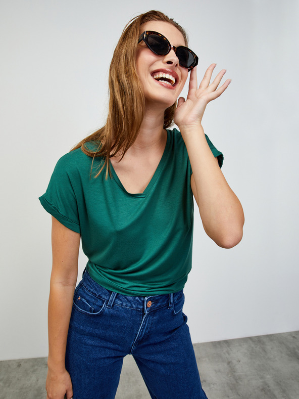 ZOOT.lab ZOOT.lab Adriana 3 grünes gestreiftes Damen-Basic-T-Shirt