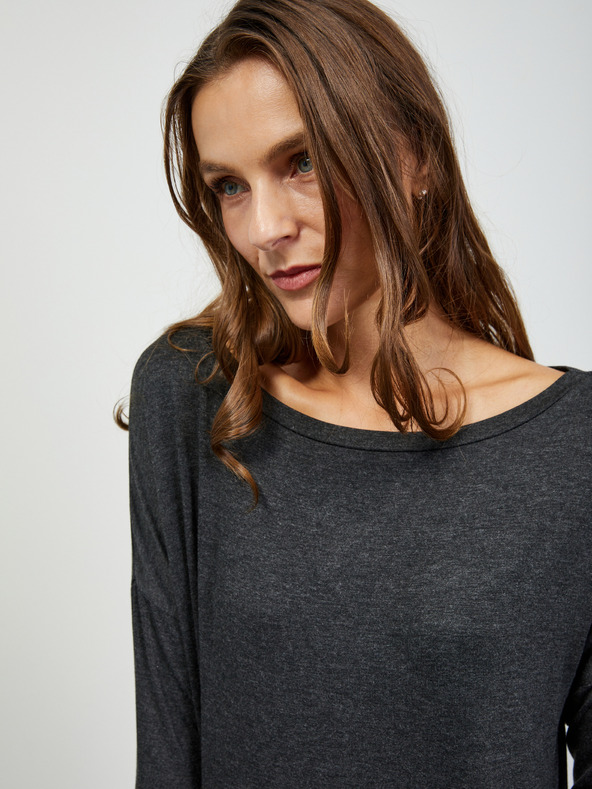 ZOOT.lab Dunkelgraues Damen Langarm Basic Shirt ZOOT.lab Leticia