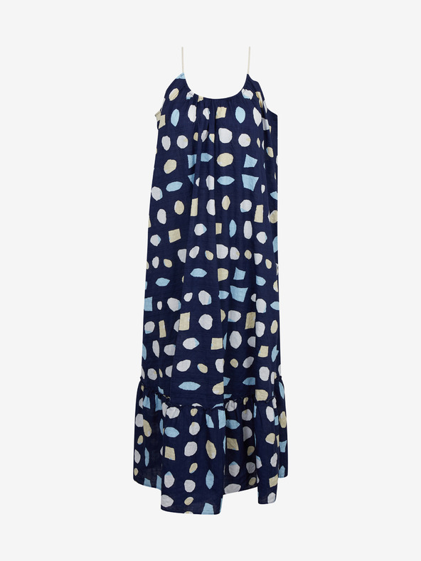 ZOOT.lab Dunkelblaues gemustertes Maxikleid für Damen mit Rüsche ZOOT.lab Grete