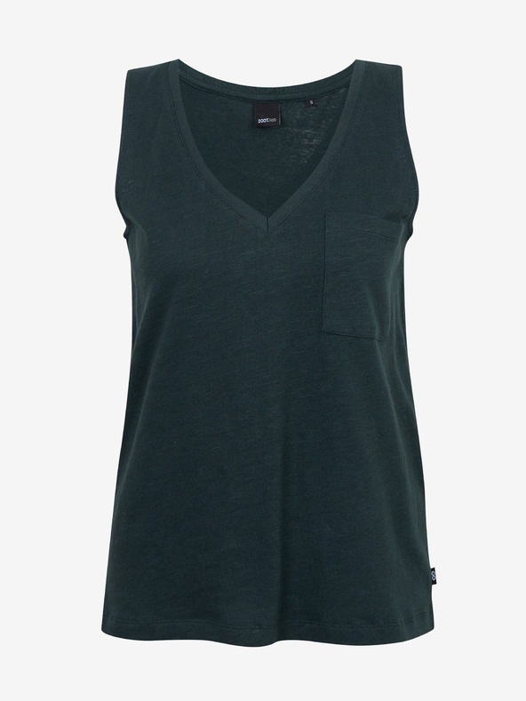 ZOOT.lab Dunkelgrünes Damen-Leinen-Tank-Top mit Tasche ZOOT.lab Josi