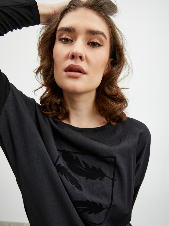 ZOOT.lab Schwarzes lockeres Damenshirt mit Druck ZOOT.lab Rozy