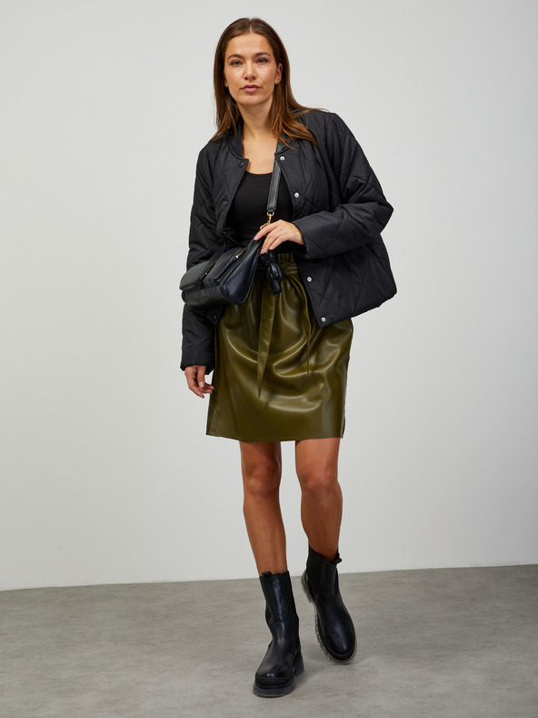 ZOOT.lab Khakifarbener Damen-Kunstlederrock mit Krawatte ZOOT.lab Ryoko