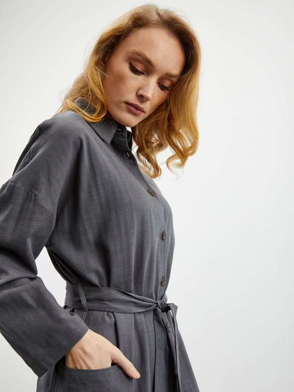 ZOOT.lab Dunkelgraues Hemdkleid mit Leinen ZOOT.lab Darsha