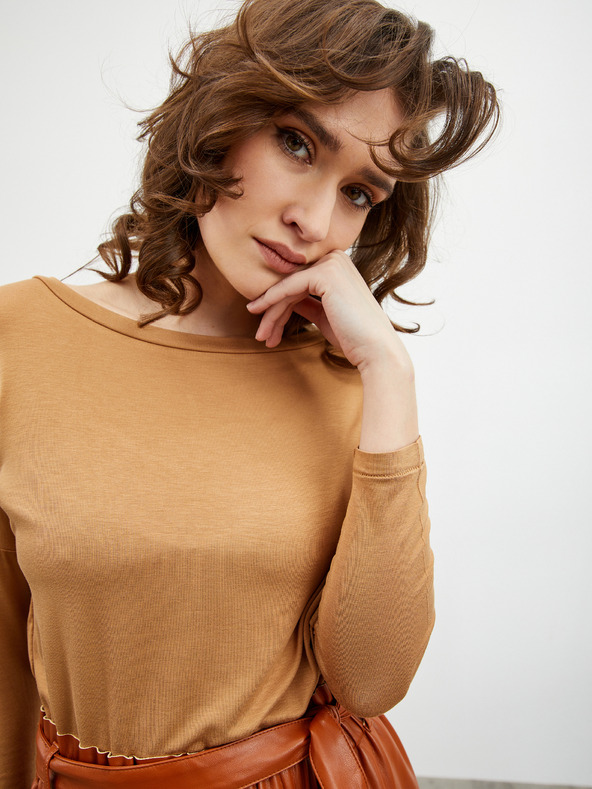 ZOOT.lab Beigefarbenes lockeres Damen Basic T-Shirt mit Dreiviertel-Ärmeln ZOOT.lab Leticia