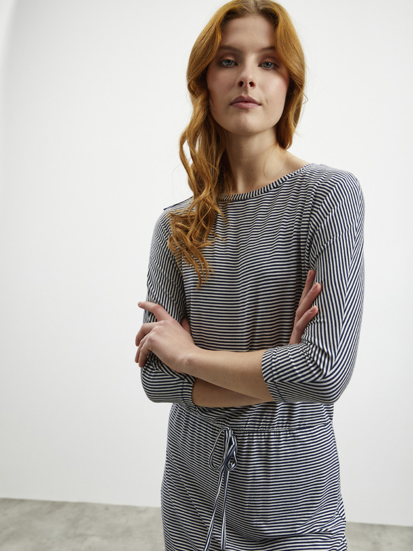 ZOOT.lab Weiß-blau gestreiftes Damenkleid mit Krawatte ZOOT.lab Demi