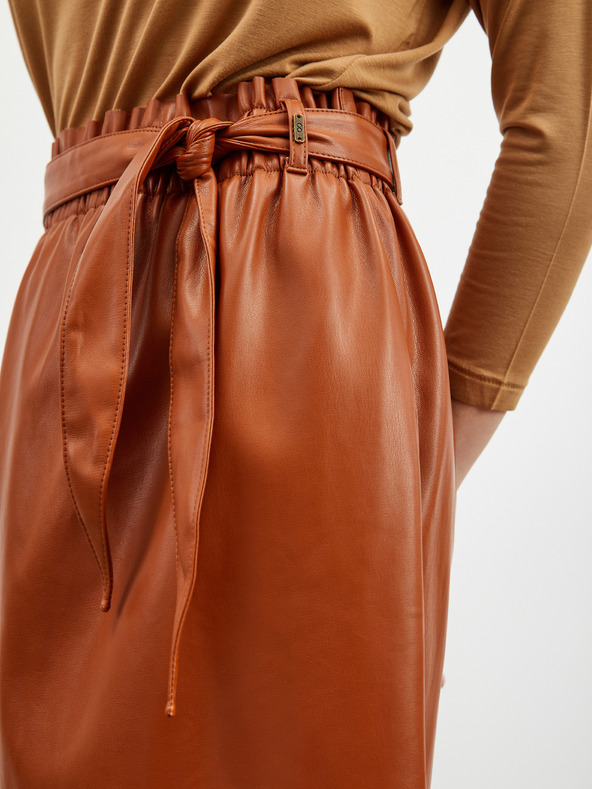 ZOOT.lab Brauner Damen-Kunstlederrock mit Krawatte ZOOT.lab Ryoko