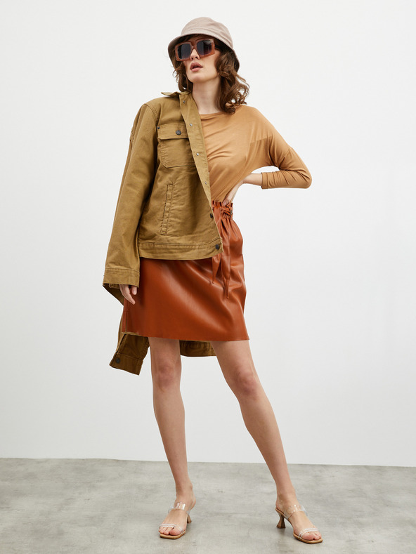 ZOOT.lab Brauner Damen-Kunstlederrock mit Krawatte ZOOT.lab Ryoko