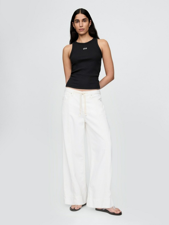 GAP Damen geripptes Top mit Logo Americana GAP