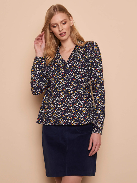 Tranquillo Dunkelblau Gemusterte Bluse Tranquillo