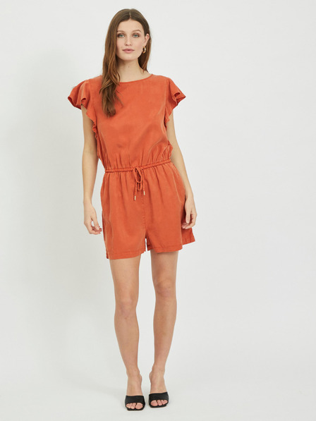 Vila Orangefarbene kurze Latzhose mit Bindeband VILA Isabel