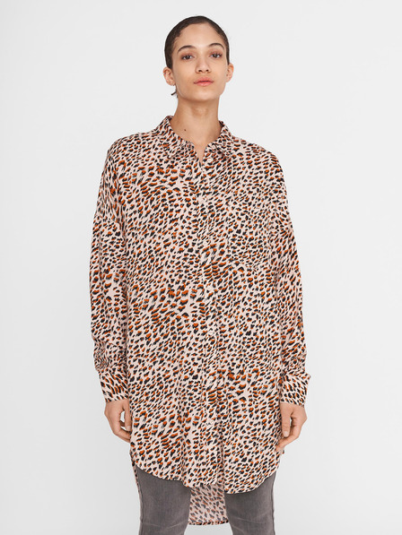 Noisy May Beige gemustertes Langarmshirt Noisy May Fiona
