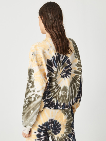Pepe Jeans Grün-beigefarbenes Batik-Sweatshirt für Damen Pepe Jeans Adele