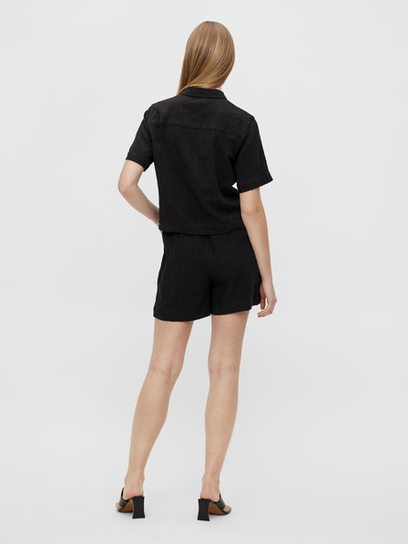 .OBJECT Schwarze Shorts mit Leinenmischung .OBJECT Snakes