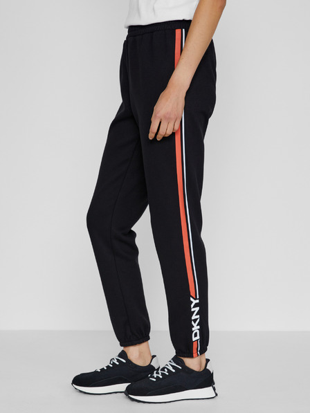 DKNY Schwarze gerade geschnittene Damenhose mit Streifen DKNY